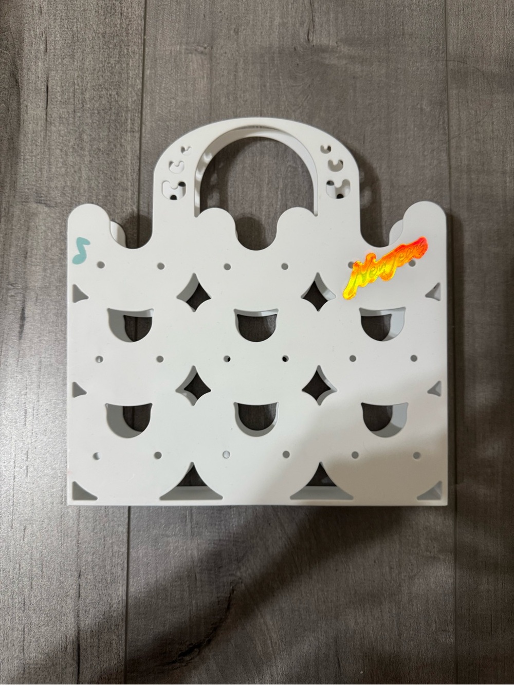 NewJeans White Laser-Cut Tote Bag with Decorative Cutouts